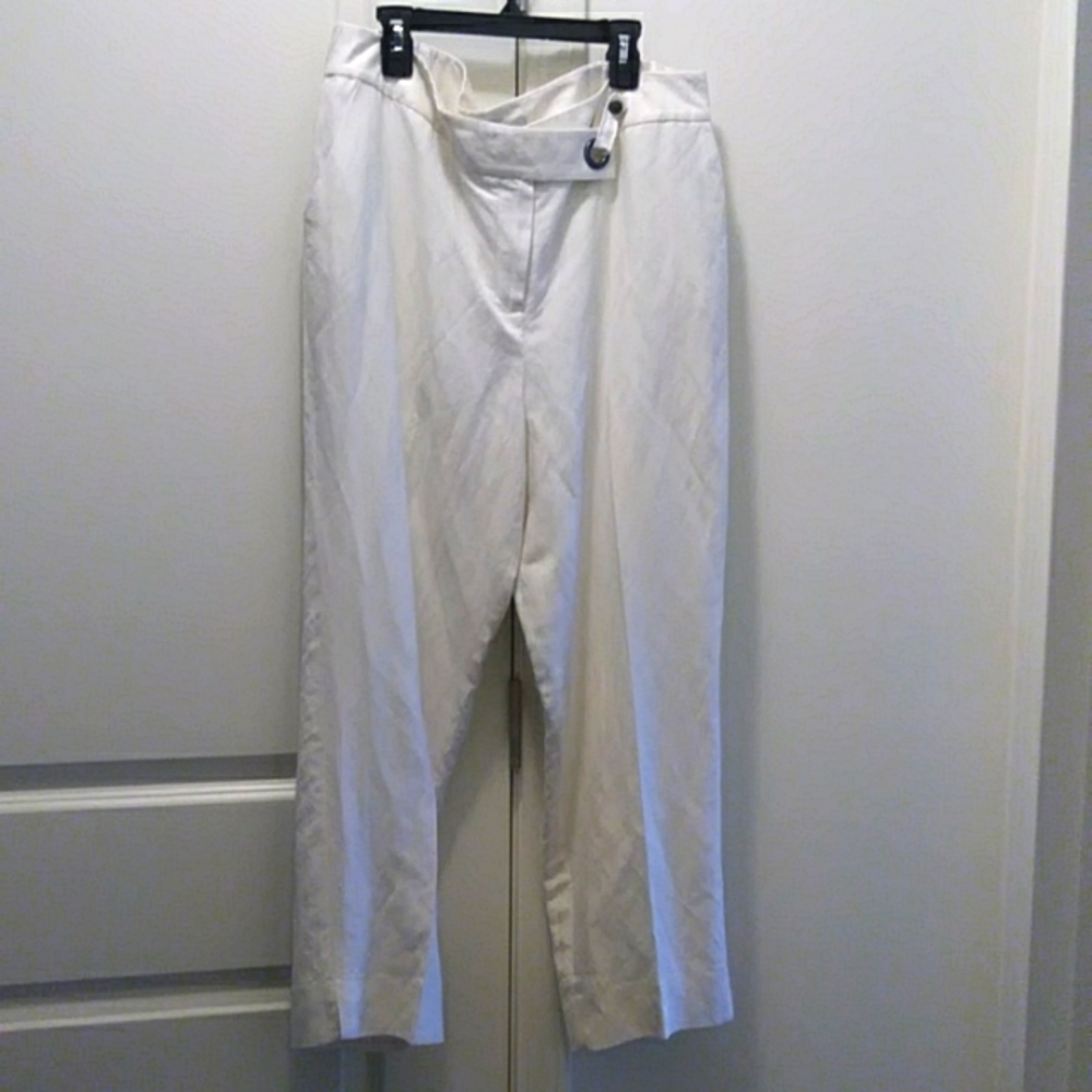 NWT Kasper linen white Lily pants